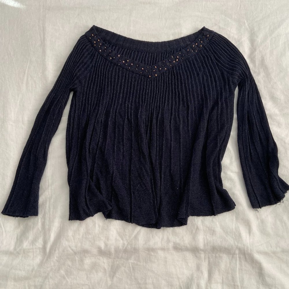 Off The Shoulder Shiny Knitted Sweater